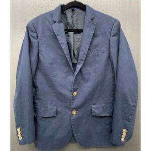 J Crew Thompson Blazer Men 38R Blue Cotton Preppy Academia Jacket Sport Coat
